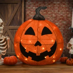 National Tree Company 16 in. Halloween Pre-Lit Smiling Jack O Lantern Outdoor Decoration with LED Lights