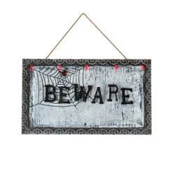 National Tree Company 18 in. Halloween Pre-Lit Sound Activated Animated Hanging Door Sign with LED Lights