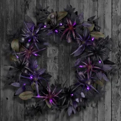 National Tree Company 24 in. Halloween Scare in the Air Wreath with LED Lights