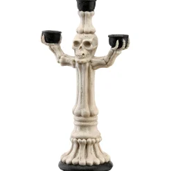National Tree Company 12 in. Halloween Skeleton Candelabra Holds Three Candles