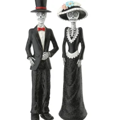 National Tree Company 13 in. Halloween Skeleton Couple in Formal Attire Decoration