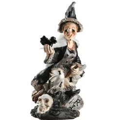 National Tree Company 10 in. Halloween Spooky Witch on a Broom Decoration