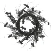 National Tree Company 24 in. Halloween Spooky Wreath with Bats, Fern Leaves, Branches