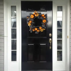 National Tree Company 20 in. Halloween Spooky Wreath with Pumpkins and Ornaments