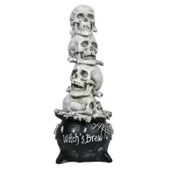 National Tree Company 38 in. Halloween Stacked Skulls in a Cauldron Tabletop Decoration