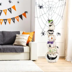 National Tree Company 47 in. Halloween Stacked White Jack-O-Lanterns Decoration