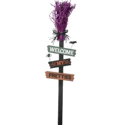 National Tree Company 33 in. Halloween Welcome My Pretties Witchs Broom Garden Stake