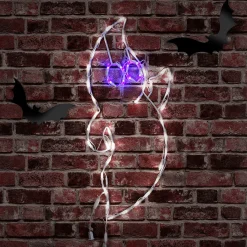 National Tree Company 31 in. Hallowen Friendly Ghost Lighted Sign Decoration with LED Lights