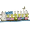 National Tree Company 16 in. Happy Easter Picket Fence Table Decoration, Designed with Painted Eggs and Butterfly