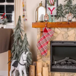 National Tree Company 20 in. HGTV Home Collection Bias Cut Red Plaid Stocking