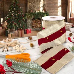 National Tree Company 3 in. HGTV Home Collection Double-Fused Sleigh Bell Ribbon