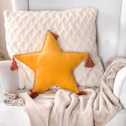 National Tree Company 16 in. HGTV Home Collection Star Shape Pillow, Yellow