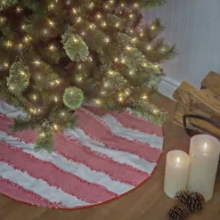 National Tree Company 48 in. HGTV Home Collection Red White Ric Rac Border Tree Skirt