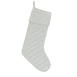 National Tree Company 19 in. HGTV Home Collection Quilted Velvet Stocking, Ivory