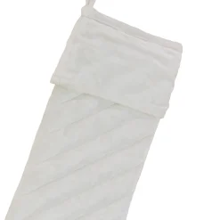 National Tree Company 19 in. HGTV Home Collection Quilted Velvet Stocking, Ivory