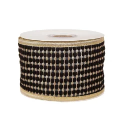 National Tree Company 3 in. HGTV Home Collection Carmel Jacquard Double-Sided Ribbon, Black