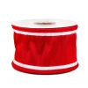 National Tree Company 3 in. HGTV Home Collection Dupioni Double-Sided Ribbon, Red & White