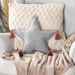 National Tree Company 16 in. HGTV Home Collection Star Shape Pillow, Light Blue