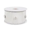 National Tree Company 3 in. HGTV Home Collection Dupioni Button Ribbon, White