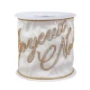 National Tree Company 4 in. HGTV Home Collection Dupioni Embroidered Joyuex Noel Ribbon