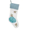 National Tree Company 20 in. HGTV Home Collection Embroidered Blue Shell Stocking