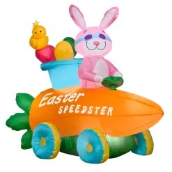 National Tree Company 54 in. Inflatable Easter Bunny in a Carrot Roadster Decoration