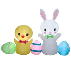 National Tree Company 78 in. Inflatable Easter Bunny and Chick Decoration