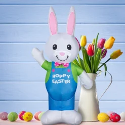 National Tree Company 25 in. Inflatable Waving Easter Bunny Decoration