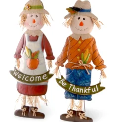 National Tree Company 27 in. Metal Scarecrow Standing Outdoor Fall Decoration