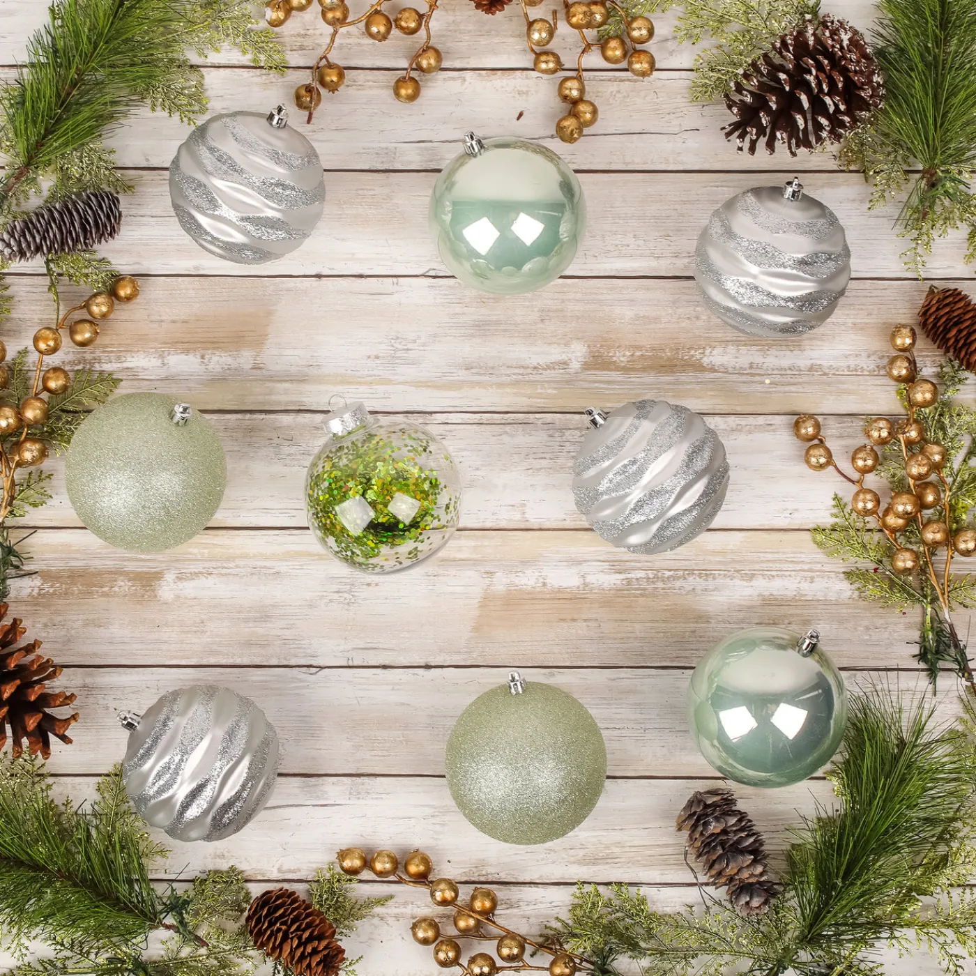 National Tree Company 13 in. Mint Xmas Ball Decor Set