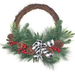 National Tree Company 24 in. Mixed Pine and Berries Decorated Wreath