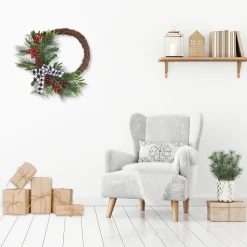 National Tree Company 24 in. Mixed Pine and Berries Decorated Wreath