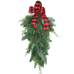 National Tree Company 30 in. Mixed Pine Christmas Teardrop with Bow