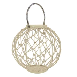 National Tree Company 12 in. Modern Design and Finish Bleached Sand Outdoor Lantern Candleholder