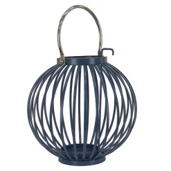 National Tree Company 11 in. Modern Design and Finish Dark Blue Outdoor Lantern Candleholder