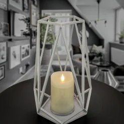 National Tree Company 12 in. Modern Design and Finish Glacier Gray Outdoor Lantern Candleholder