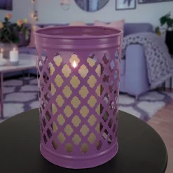 National Tree Company 12 in. Modern Design and Finish Dusty Lavender Outdoor Lantern Candleholder