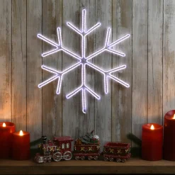 National Tree Company 16 in. Neon Styled Snow Flake Decoration with White LED Lights