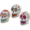 National Tree Company 3 in. 3-Pack Halloween Ghost Day of the Dead Decorated Skulls
