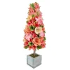 National Tree Company 19 in. Pastel Colors Spring Floral Cone Tree