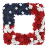 National Tree Company 22 in. Patriotic Hanging Square Wreath with Red White and Blue Flowers Stars