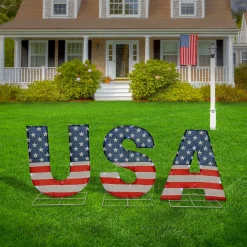 National Tree Company 18 in. Patriotic USA Outdoor Light up Lawn Decor with LED Lights