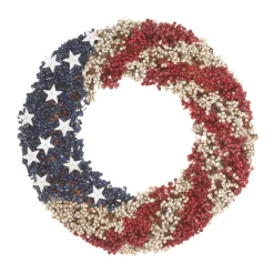 National Tree Company 19 in. Patriotic Wreath with Red White and Blue Berry Clusters White Stars