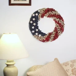 National Tree Company 19 in. Patriotic Wreath with Red White and Blue Berry Clusters White Stars