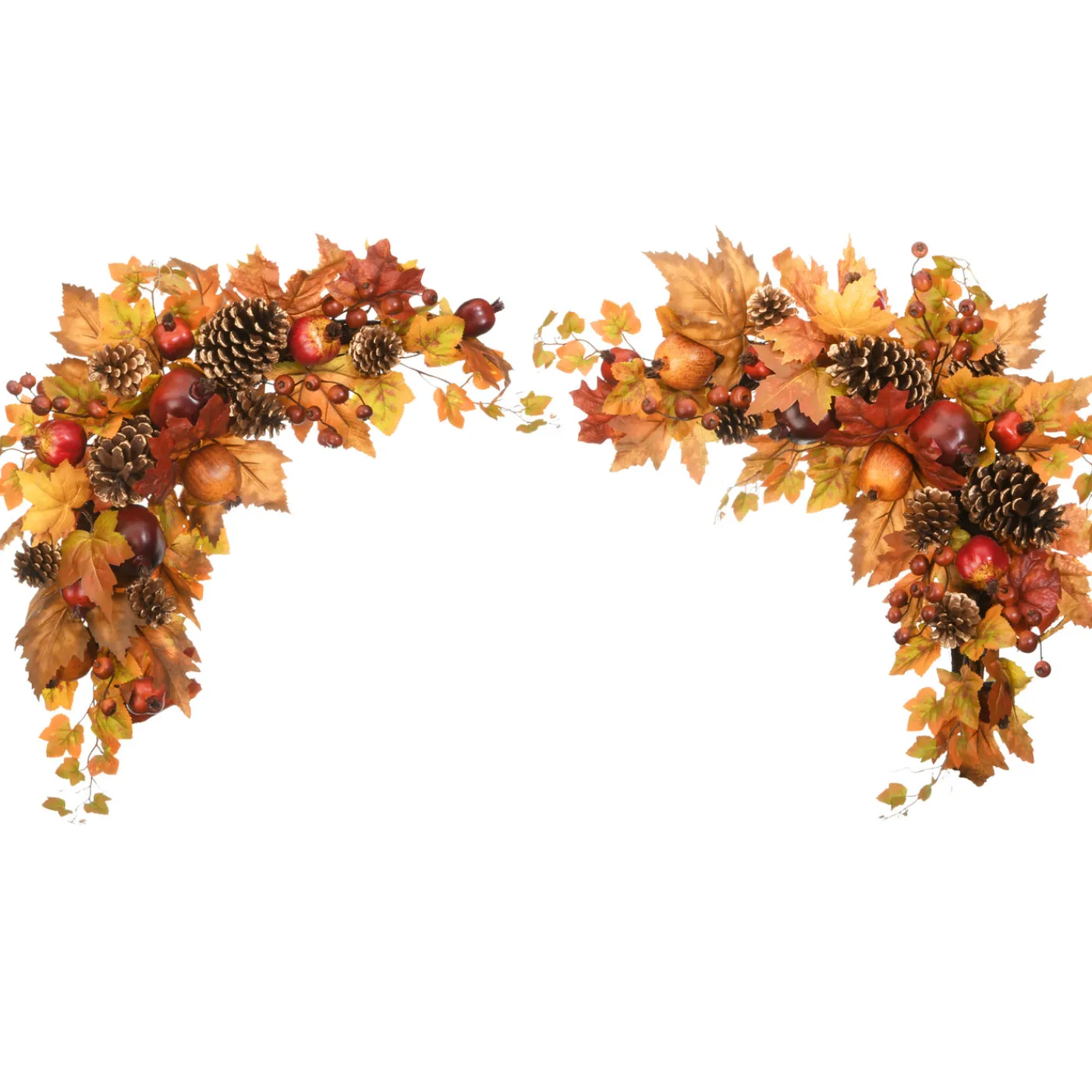 National Tree Company 30 in. 2-Piece Fall Door Corners with Maple Leaves, Pine Cones, Pomegranates, Berry Clusters