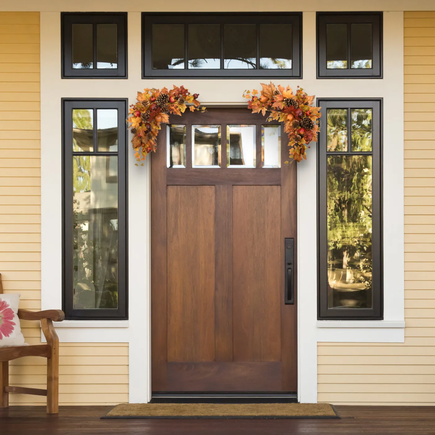 National Tree Company 30 in. 2-Piece Fall Door Corners with Maple Leaves, Pine Cones, Pomegranates, Berry Clusters