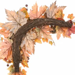 National Tree Company 30 in. 2-Piece Fall Door Corners with Maple Leaves, Pine Cones, Pomegranates, Berry Clusters