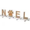 National Tree Company 5 in. 4-Piece Gold Sparkle NOEL Christmas Stocking Holders, Gold and Silver with Paw Print