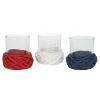National Tree Company 3.5 in. 3-Piece Patriotic Candleholders Decorated with Red White and Blue Thread