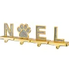 National Tree Company 5 in. 4-Piece Silver Sparkle NOEL Christmas Stocking Holders, Silver and Gold with Paw Print